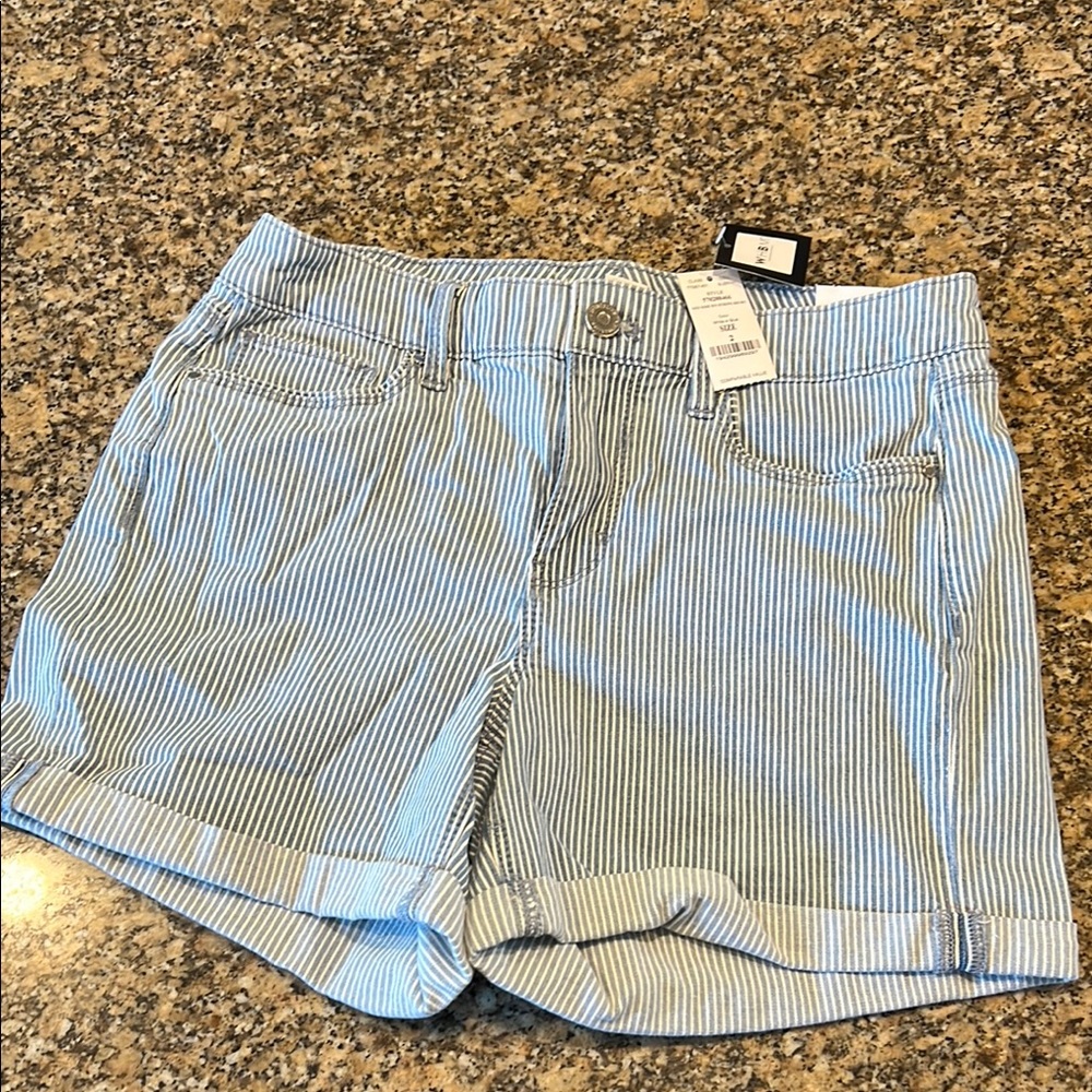 Striped Blue and White Women's Shorts
